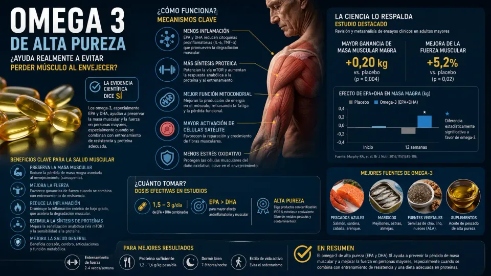 Omega-3 y Envejecimiento Muscular: Qué Dice la Evidencia